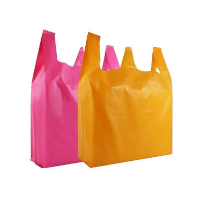 qualidade  30μm Heavy Duty Plastic Vest Carrier Bags LDPE For Restaurants fábrica