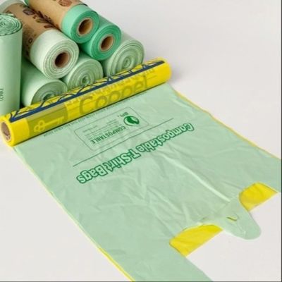 Sacos de transporte de coletes de plástico biodegradáveis e compostáveis para compras