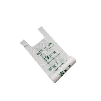 PBAT PLA Amido de milho Biodegradável Sacos de compras de tamanho personalizado Branco Verde Cor