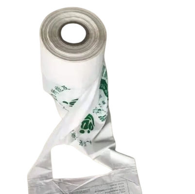 PBAT PLA Amido de milho Biodegradável Sacos de compras de tamanho personalizado Branco Verde Cor