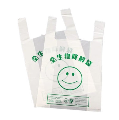 Sacos de compras biodegradáveis brancos e verdes Sacos de alimentos de plástico biodegradáveis reutilizáveis